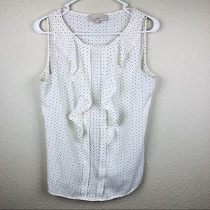 Ann Taylor Loft White Polka Dot Tank